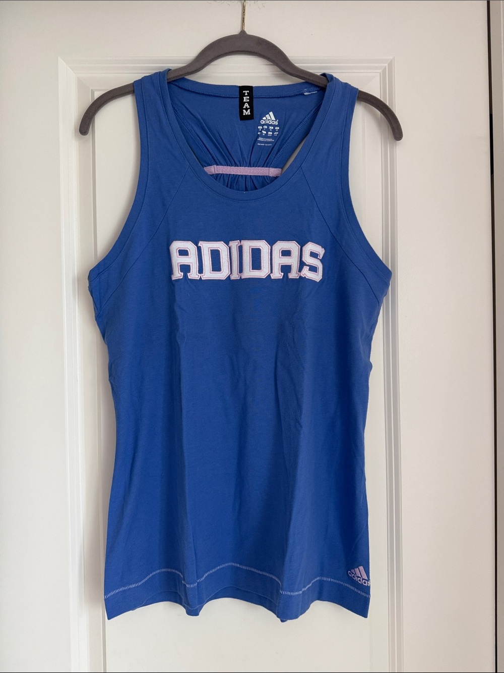 adidas Royal Blue Tank with Pink-Outlined Logo